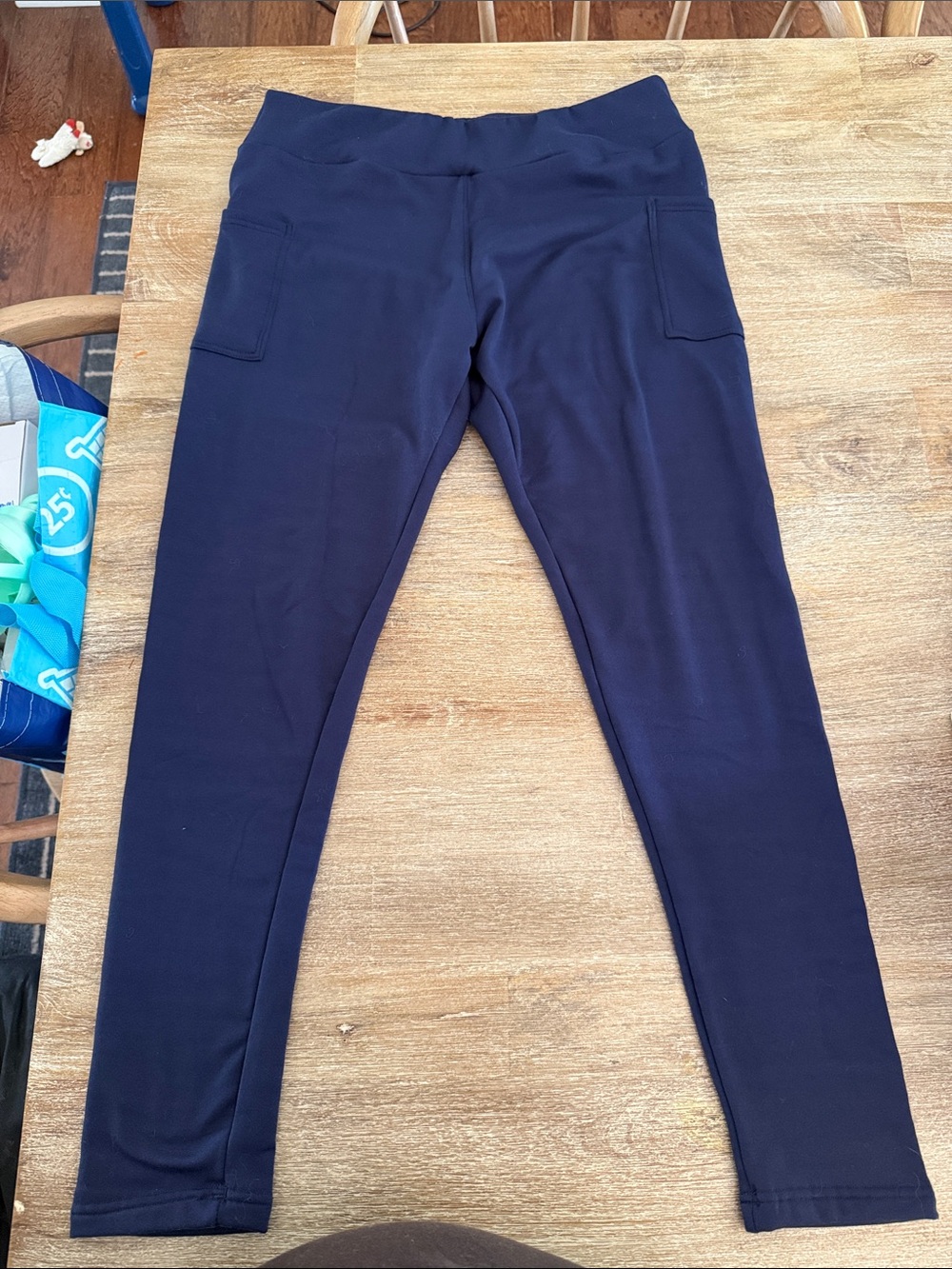 Everyday High-Waist Navy Leggings with Front Pockets
